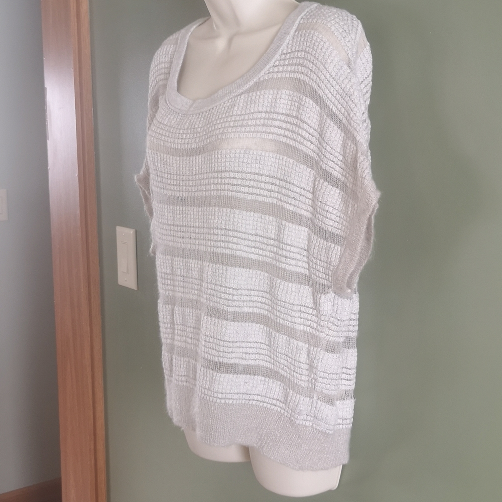 Saks Fifth Avenue Blue Label Wool Cashmere blend Pullover Drop Cap Sleeve Sz M - Picture 12 of 16